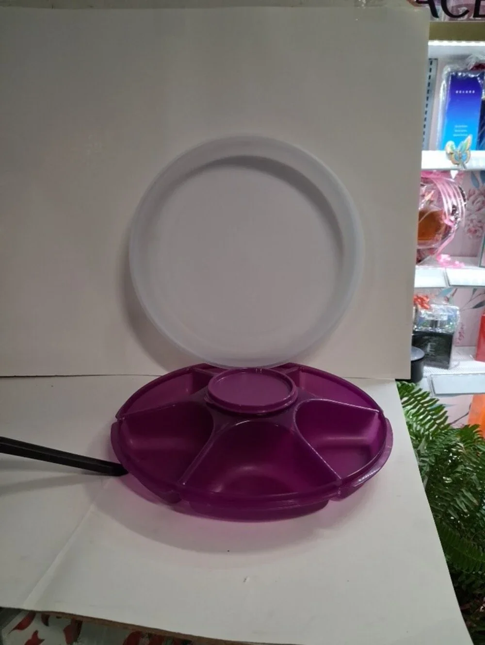 Tupperware Purple Snack Tray with White Lid